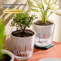 Pot de fleurs auto-arrosant transparent en PP pour plantes d'intérieur (Pothos, Orchidées) – Design épaissi pour bureau