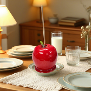 Toffee Apple with Stick Display Cute Red Apples Model Food Display Plastic Crafts Product - Product Image 3