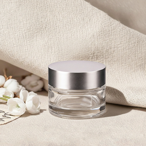 Nhà Máy Bán Buôn 50G Rỗng Dày Tường Sang Trọng Kem Thủy Tinh <span class=keywords><strong>Jar</strong></span> Matte Bạc Nhôm Nắp Tùy Chỉnh Chăm Sóc Da Kem Mỹ Phẩm - Product Image 1