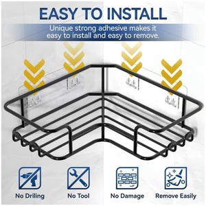 Cross-border New Modern Bathroom Rectangle Stainless Steel Waterproof Wall Mounted Towel <b>Storage</b> <b>Rack</b> Three-piece Corner <b>Rack</b> - Product Image 4