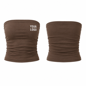 Top Corto Personalizado para Mujer, de Algodón y Elastano, Sin Tirantes, Ajustado, Color Sólido Básico de Verano, Logotipo Personalizado, Marca Privada - Product Image 3