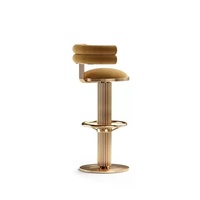 Moderner Edelstahl-Drehhocker Gepolsterter Barhocker mit Samtsitz Höhenverstellbar für Hausbar und Café