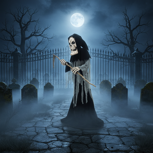 Guadaña Mecánica Eléctrica de Terror para Halloween, con Activación por Voz, Inducción, Luminosa, con Cabeza Grande, <span class=keywords><strong>Esqueleto</strong></span> de la Muerte Sosteniendo la Guadaña - Product Image 5