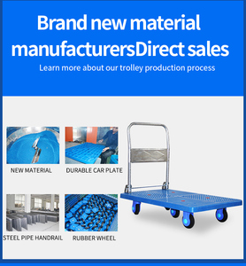 Ripiegabile del volume d'affari del carico con pianale di plastica blu fino alla capacità massima di 500kgs 4 ruote carrello per la movimentazione dei materiali - Product Image 6