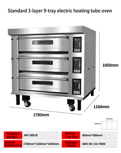Horno Eléctrico Comercial de Alta Calidad, Nuevo, de 3 Niveles y 9 Bandejas, con Tubo de Calentamiento de Alta Productividad, para Panaderías, Fábricas y Restaurantes - Product Image 2