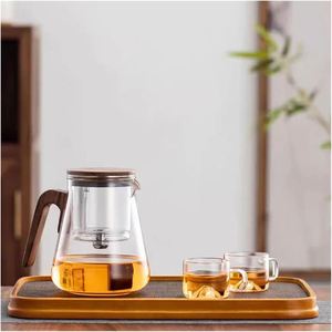 Théière en verre transparent de haute qualité avec couvercle en bois, résistante à la chaleur et facile à nettoyer, prix de gros, anti-fuite - Product Image 3