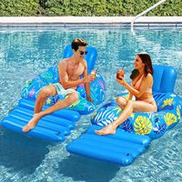 Grande plateforme flottante gonflable pour adultes, chaise longue de piscine en PVC épaissi avec pulvérisation d'eau