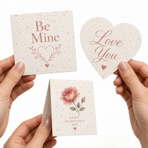 <span class=keywords><strong>Carte</strong></span> en papier semence pour la Saint-Valentin avec forme de cœur et motif de rose - Product Image 4
