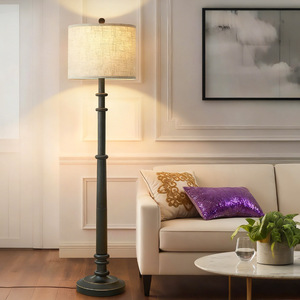 Lámpara de pie con cuerpo de hierro, pantalla blanca, fuente de luz LED, base E27, control con interruptor para sala de estar, restaurante, decoración de hotel - Product Image 1