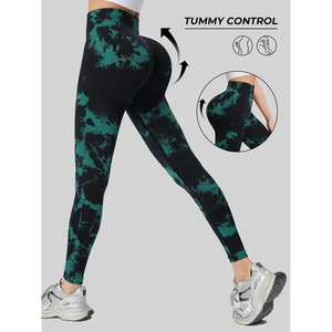 Pantalons de yoga taille haute à séchage rapide pour femmes Leggings de sport pour soulever les hanches Motif tie-dye Spandex/Nylon pour l'entraînement la course à pied - Product Image 2