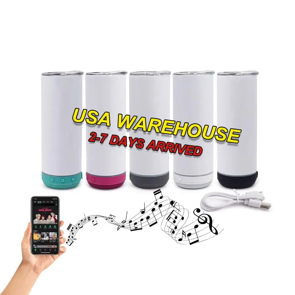 USA warehouse wholesale 20oz sublimation stainless steel blanks smart music cup speaker tumbler sublimation