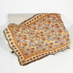 Màu Hồng Hướng Dương dệt tấm thảm chăn tùy chỉnh Jacquard tấm thảm chăn Bohemian - Product Image 5