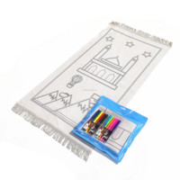 Tapis de prière pour enfants 2025 à colorier – Activité créative, cadeaux de vacances pour enfants, tapis de prière colorés avec 12 feutres de couleur