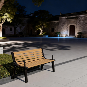 Modern Outdoor <strong>Garden</strong> <strong>Bench</strong> Weatherproof PS <strong>Wood</strong> Park <strong>Bench</strong> <strong>with</strong> Cast Iron Legs Powder Coated Street Furniture KD Design Ne - Product Image 2