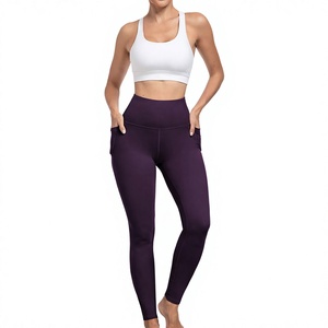Leggings de couleur violette pour femmes, grande taille, respirants, doux pour la peau, en coton et fibre de bambou, résistants à l'usure - Product Image 1