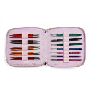 Lot de 12 paires d'aiguilles à tricoter en bois synthétique, détachables, avec anneaux de remplacement, finition sergé poli à la main, pour tricot transfrontalier - Product Image 1