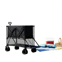 Chariot pliant double couche breveté, capacité jumbo 260L, robuste, pliable, avec système de freinage, OEM, pour le shopping et le camping