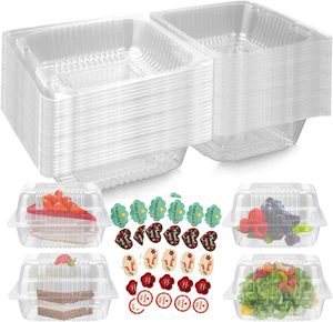 5 Inch Recycled Disposable Custom Clear Square <b>PET</b> Plastic Clamshell Container Stackable Durable Restaurant Food Truck Boxes - Product Image 4