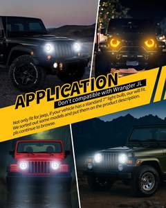 Lampu Depan LED DOT 7 Inch 150W 24V Hi/<span class=keywords><strong>Lo</strong></span> Beam Putih DRL Lampu Sein Amber Dual-Beam Projector untuk Defender 90/110 - Product Image 6