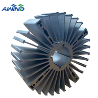 Pabrik Oem 160MM 600MM 50W 30W Putaran Aluminium Ekstrusi Heatsink Hitam Profil Anodized Panas Bunga Matahari untuk Pencahayaan LED