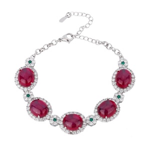 Wholesale Collections Eco-friendly Copper Trendy Contemporary Style 10*12mm <b>Red</b> Corundum Zircon <b>Bracelet</b> for Women - Product Image 1