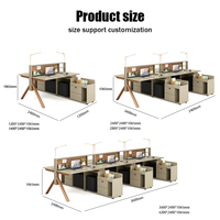 Poste de travail modulaire de luxe moderne avec cloison ergonomique personnalisée pour 4 à 6 personnes, mobilier de bureau avec tiroir
