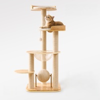 Grande structure d'escalade pour chat en bois de qualité supérieure, villa pour chat multi-niveaux de luxe avec griffoir, hamac, emballé en carton, OEM disponible