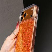 Coque de téléphone scintillante or orange brillante pour iPhone 17 13 14 15 Pro Max 16 Plus, en TPU souple antichoc, étui scintillant et étincelant