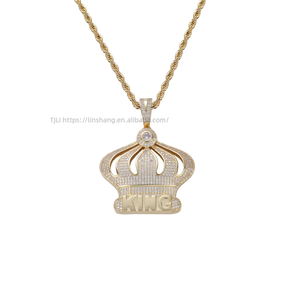 KING crown pendant, hip hop accessories cool <b>cross</b>-border copper inlaid zircon, King crown pendant <b>chain</b>. - Product Image 4