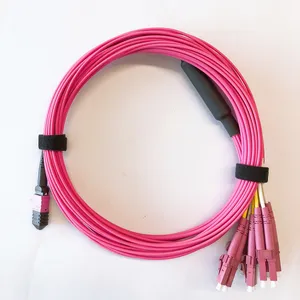 8 12 24 Core Sm Om3 Om4 Mpo To Sc Breakout Cable Mpo Mtp Fiber Optic Patch Cord For Qsfp