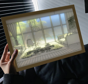 Cadre en bois avec LED brillant changement lumière soleil ombre cadre <span class=keywords><strong>photo</strong></span> pour salon mur art - Product Image 1