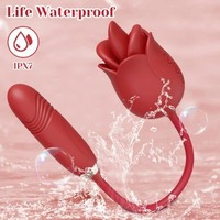 Vibrator mit 10 Geschwindigkeiten, Stoßfunktion, Einziehbarer Zunge, Lecken, Klopfen, Brustwarzen-Saugen, Klitoris-Stimulation für Paare