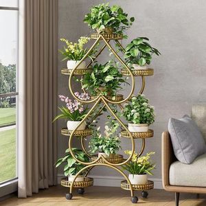 Cadre de décoration de plantes d'intérieur moderne de haute qualité avec support de pots de fleurs en métal mobiles multicouches pour la maison ou le jardin - Product Image 4