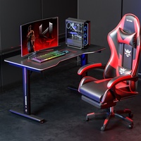 Bureau de jeu de 160cm avec tapis de souris gratuit Bureau d'ordinateur de course en forme de T Station de travail de jeu E-Sport avec surface en fibre de carbone Noir