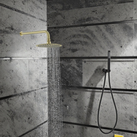 Robinet thermostatique mural en laiton poli de style moderne, pommeau de douche effet pluie, mitigeur à jet doux pour appartement et villa