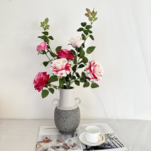 Usine de fleurs artificielles Meiyu Craft, rose artificielle, hibiscus à 3 têtes, décorations de mariage et de maison en soie - Product Image 4