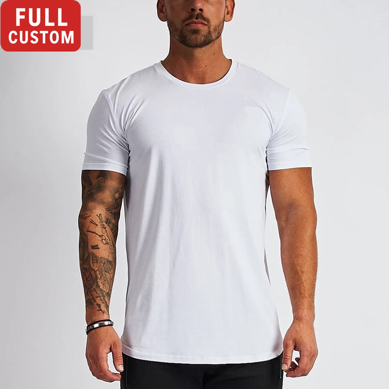 T-shirt pour homme, taille britannique, taille américaine, 95 coton, 5 Spandex, coton uni, fitness, sport