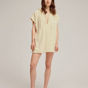 Poncho de Verano para Mujer, Tejido de Rizo, con Capucha, Suave, de Algodón, Tipo Toalla, Vestido Mini, para Después del Baño, Cuello en V Profundo, Falda Corta - Product Image 1