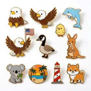 Pins en émail personnalisés sur <span class=keywords><strong>le</strong></span> thème des animaux mignons : Chiot, <span class=keywords><strong>Aigle</strong></span> chauve, <span class=keywords><strong>Dauphin</strong></span>, Koala, Pingouin, Kangourou – Idéaux pour cadeaux, branding et collections - Product Image 1