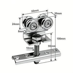 Rouleau de porte coulissante moderne en nylon et plastique à 4 roues, rouleau de porte pliante en acier avec installation par vis - Product Image 2