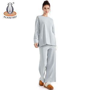 Set da <span class=keywords><strong>donna</strong></span> Alxin 2 pezzi da salotto top a manica lunga pantaloni a gamba larga due pezzi abbigliamento <span class=keywords><strong>donna</strong></span> autunno abbigliamento da notte <span class=keywords><strong>Online</strong></span> all'ingrosso - Product Image 3