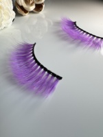 Marque privée 3D fourrure de vison violet faux cils dramatique coloré cheveux synthétiques cils naturel longue couleur cils boîte modèle