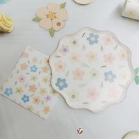 Vaisselle jetable de fête DAMAI en forme de fleur, de qualité supérieure, pour les fêtes de printemps et d'été, gobelets en papier, serviettes, assiettes