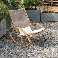 Fauteuil à bascule moderne et durable Carefree pour adultes, chaise longue en rotin inclinable manuellement avec coussins, pour hôtel, parc, école, usage extérieur