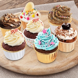 Meilleures ventes de ramequins en aluminium dorés, supports jetables de qualité alimentaire, résistants aux hautes températures, petits moules à pâtisserie, doublures pour muffins - Product Image 1