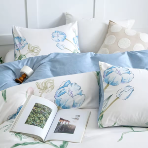 Thanh lịch màu xanh hoa in <span class=keywords><strong>bedding</strong></span> <span class=keywords><strong>Set</strong></span> & Ga Trải Giường, mềm 3PC tấm & gối Bộ, thực vật dệt may, chất lượng giường Sheets <span class=keywords><strong>Set</strong></span> - Product Image 5