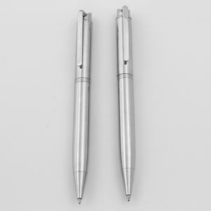 Stylo à bille en métal argenté à mécanisme rotatif - Product Image 3