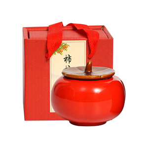 Persimmon Shaped Ceramic Scented Candles Red Home Decoration For Chinese New Year <b>Gift</b> - Product Image 3