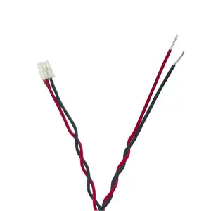 Kustom kabel perakitan kontrol mesin 2 Pin konektor 300mm 24AWG 3C kawat kabel hitam jaket PVC kawat Harness
