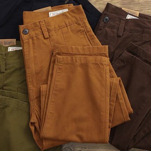 Pantalon kaki polyvalent de style workwear rétro plissé en twill Amikhaji <span class=keywords><strong>Ametora</strong></span>, 100% coton, coupe slim, décontracté, droit - Product Image 5